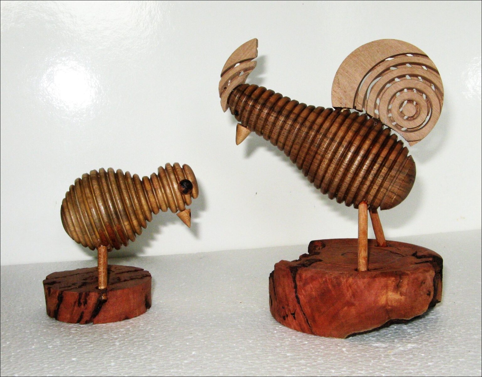 Turned wooden hen & chick