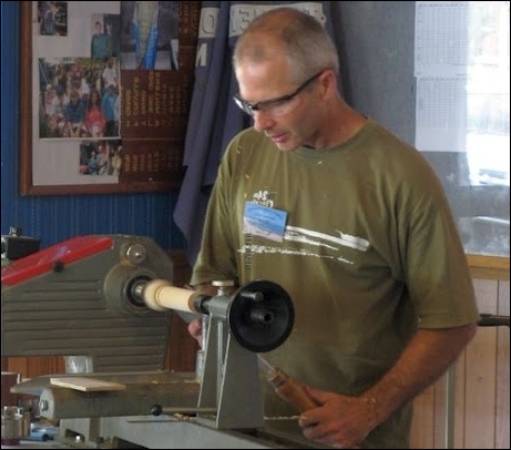 Woodturner demonstrating