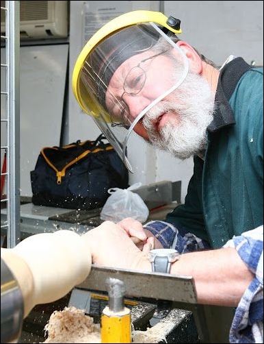 Woodturner in action